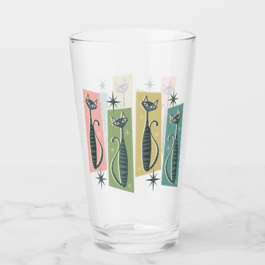 Retro Patchwork Tabbies ©️ studioxine Glas (Achterkant)