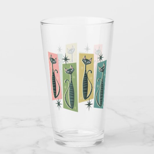 Retro Patchwork Tabbies ©️ studioxine Glas (Voorkant)