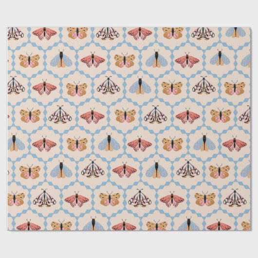 Retro Patel vlinders Cadeaupapier (Vlak)