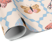 Retro Patel vlinders Cadeaupapier (Rol Hoek)