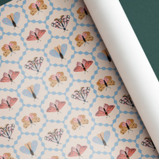 Retro Patel vlinders Cadeaupapier