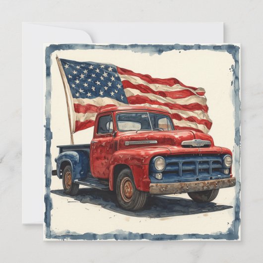 Retro Patriot Auto:  glorie Feestdagenkaart (Voorkant)