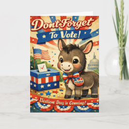 Retro Patriotic Donkey Vote Reminder Kaart