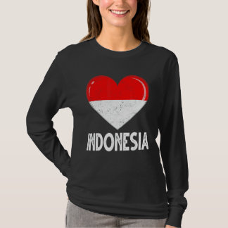 Retro Patriotic Heart Indonesia Vlag veraf T-shirt
