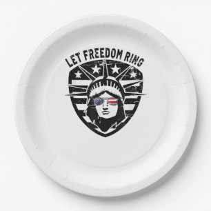 Retro Patriotic laat vrijheid 4 juli klinken Papieren Bordje