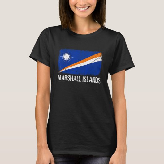 Retro Patriotic Mannen Women Marshall Islands Flag T-shirt (Voorkant)