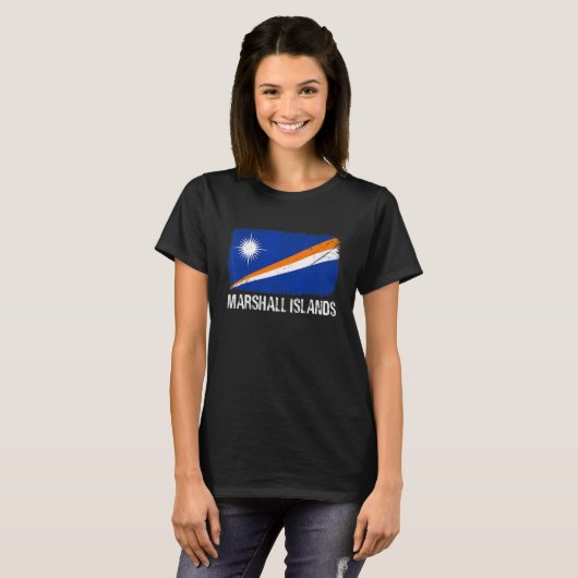 Retro Patriotic Mannen Women Marshall Islands Flag T-shirt (Voorkant volledig)