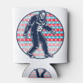 Retro Patriotic Sasquatch | 4 juli Bigfoot Blikjeskoeler (Achterkant)