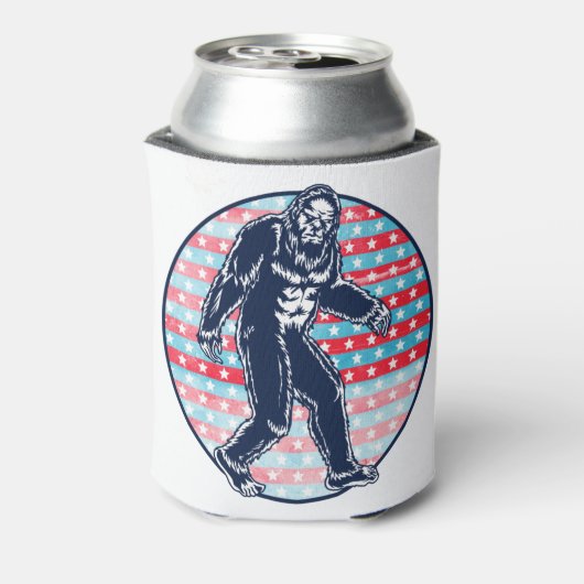 Retro Patriotic Sasquatch | 4 juli Bigfoot Blikjeskoeler (Blikje Achterkant)
