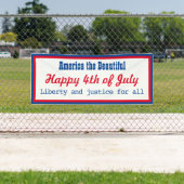 Retro Patriottic Red Blue White, op 4 juli, Happy Spandoek (Insitu)
