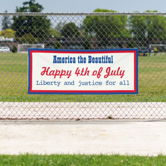 Retro Patriottic Red Blue White, op 4 juli, Happy Spandoek (Insitu)