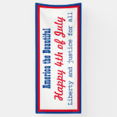Retro Patriottic Red Blue White, op 4 juli, Happy Spandoek (Verticaal)