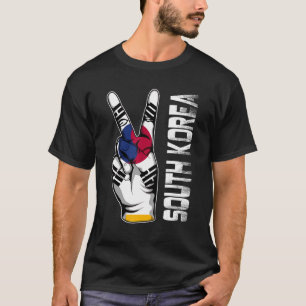 Retro Patriottic Victory South Korea Flag Fingers T-shirt