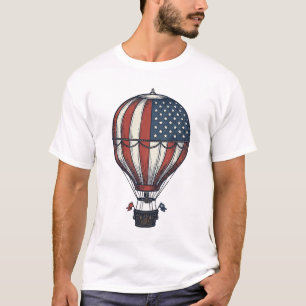 Retro Patriottisch Heet Luchtballon Shirt Ontwerp_