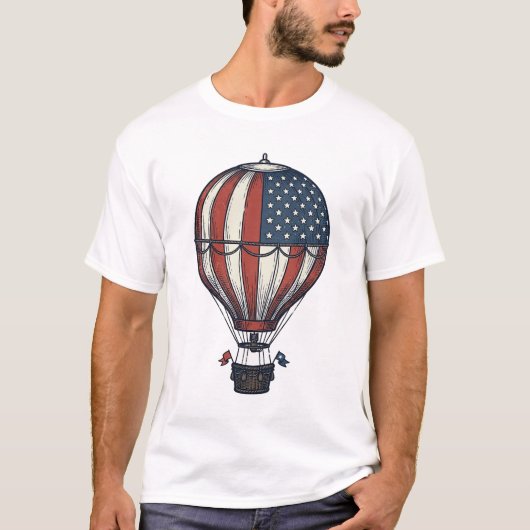 Retro Patriottisch Heet Luchtballon Shirt Ontwerp_ (Voorkant)