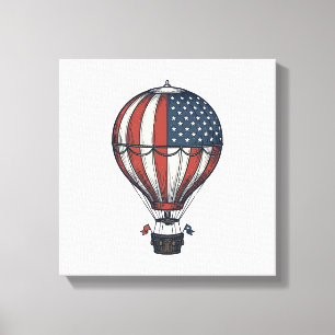 Retro Patriottisch Heet Luchtballon Shirt Ontwerp_ Canvas Afdruk