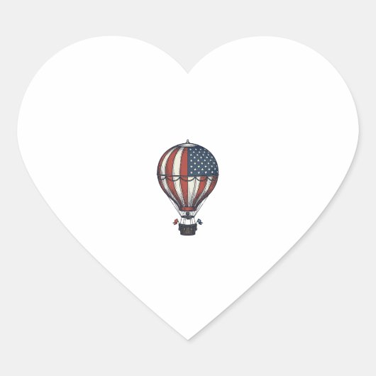 Retro Patriottisch Heet Luchtballon Shirt Ontwerp_ Hart Sticker (Voorkant)