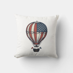 Retro Patriottisch Heet Luchtballon Shirt Ontwerp_ Kussen