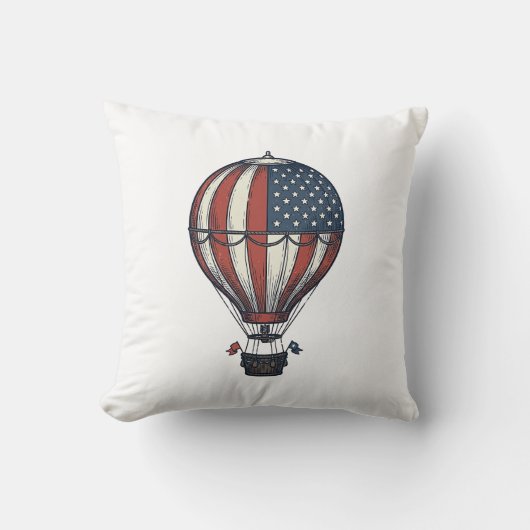 Retro Patriottisch Heet Luchtballon Shirt Ontwerp_ Kussen (Voorkant)