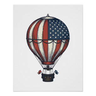 Retro Patriottisch Heet Luchtballon Shirt Ontwerp_ Perfect Poster