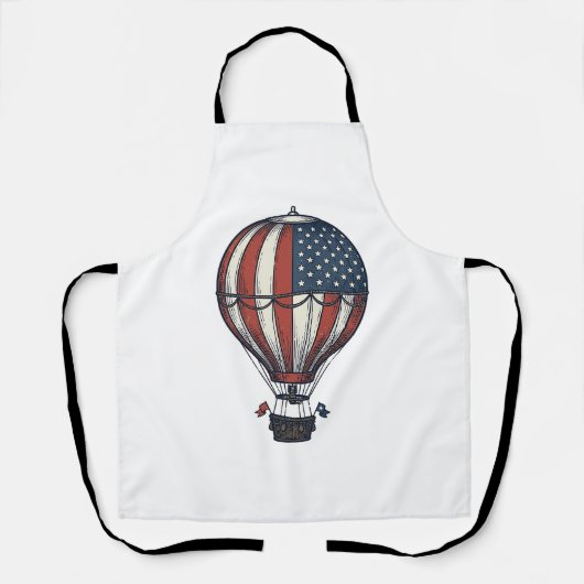 Retro Patriottisch Heet Luchtballon Shirt Ontwerp_ Schort (Voorkant)