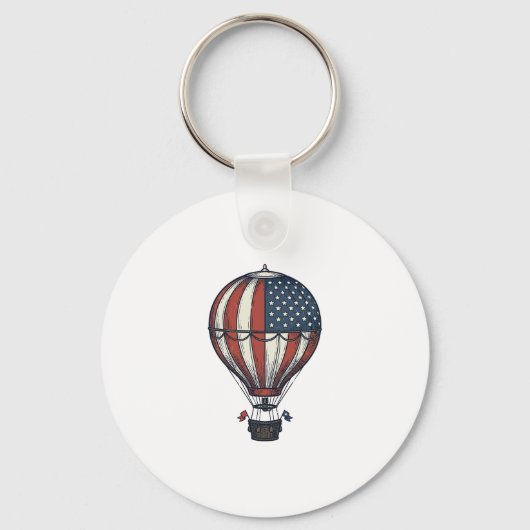 Retro Patriottisch Heet Luchtballon Shirt Ontwerp_ Sleutelhanger (Voorkant)