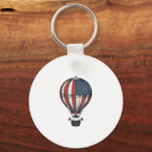 Retro Patriottisch Heet Luchtballon Shirt Ontwerp_ Sleutelhanger (Voorkant)
