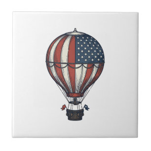 Retro Patriottisch Heet Luchtballon Shirt Ontwerp_ Tegeltje