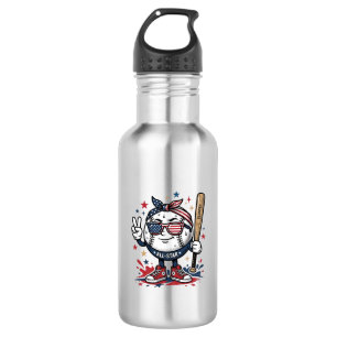 Retro Patriottisch Honkbal Mascotte T-shirt Ontwer Waterfles