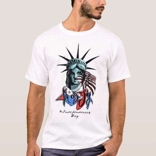 Retro-patriottisch Liberty-statue grafisch T-shirt (Voorkant)