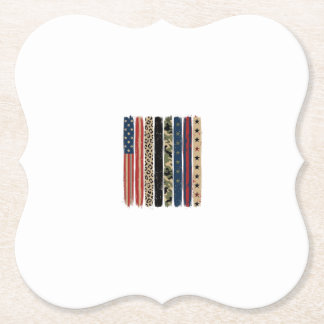 Retro Patriottisch Luipaard Camo Streep Shirt Ontw Kartonnen Onderzetters