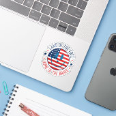 Retro Patriottisch Smiley Gezicht Land Van De Vrij Sticker (Laptop met iPhone)