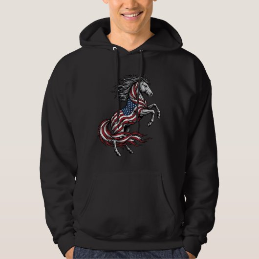 Retro Patriottisch Steigerend Paard Vector T-shirt (Voorkant)