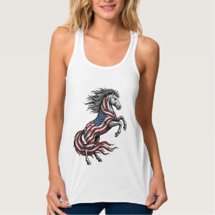 Retro Patriottisch Steigerend Paard Vector T-shirt