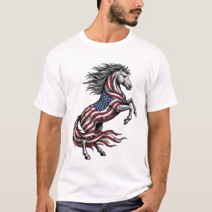Retro Patriottisch Steigerend Paard Vector T-shirt