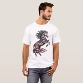 Retro Patriottisch Steigerend Paard Vector T-shirt (Voorkant volledig)