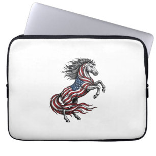 Retro Patriottisch Steigerend Paard Vector T-shirt Laptop Sleeve