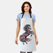Retro Patriottisch Steigerend Paard Vector T-shirt Schort (Gedragen)