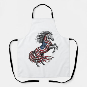 Retro Patriottisch Steigerend Paard Vector T-shirt Schort