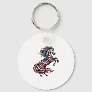 Retro Patriottisch Steigerend Paard Vector T-shirt Sleutelhanger