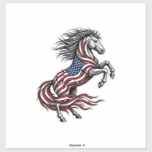 Retro Patriottisch Steigerend Paard Vector T-shirt Sticker (Vel)