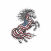 Retro Patriottisch Steigerend Paard Vector T-shirt Sticker (Voorkant)