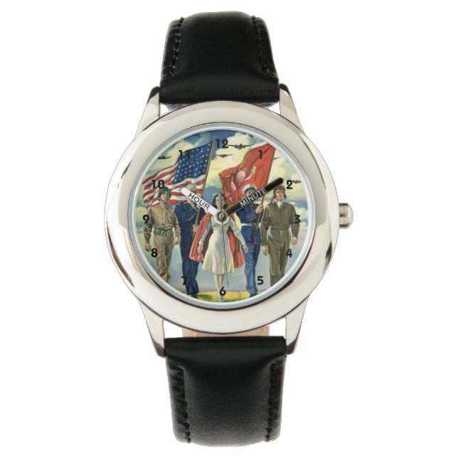 Retro Patriottisch, Trots Militair Personeel Helde Horloge (Voorkant)
