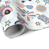 Retro Patriottisch USA 4 juli Cadeaupapier (Rol Hoek)