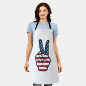 Retro Patriottisch Vredesteken Hand Vector Design_ Schort (Gedragen)