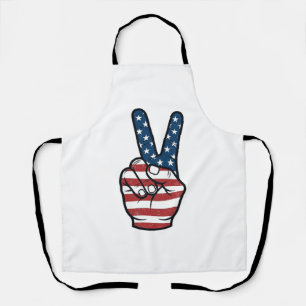 Retro Patriottisch Vredesteken Hand Vector Design_ Schort