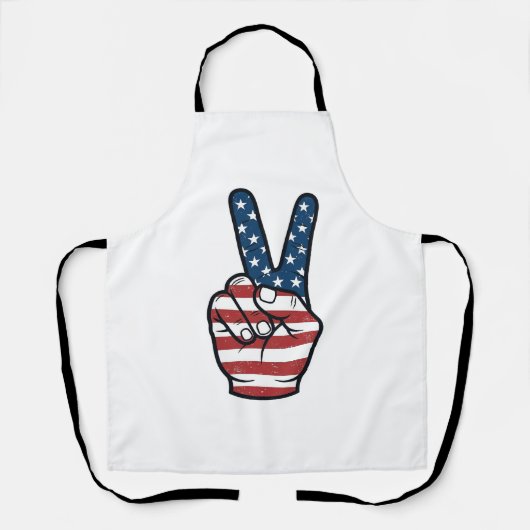 Retro Patriottisch Vredesteken Hand Vector Design_ Schort (Voorkant)