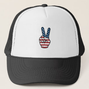 Retro Patriottisch Vredesteken Hand Vector Design_ Trucker Pet