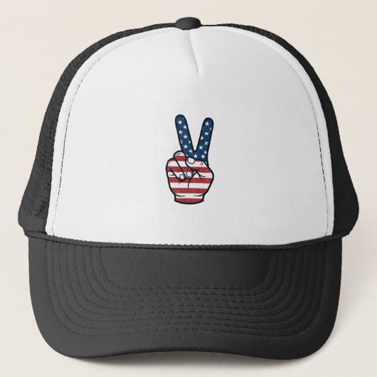 Retro Patriottisch Vredesteken Hand Vector Design_ Trucker Pet (Voorkant)