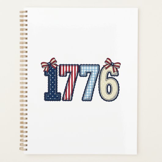 Retro Patriottische 1776 Lint Shirt Ontwerp_1 Planner (Voorkant)